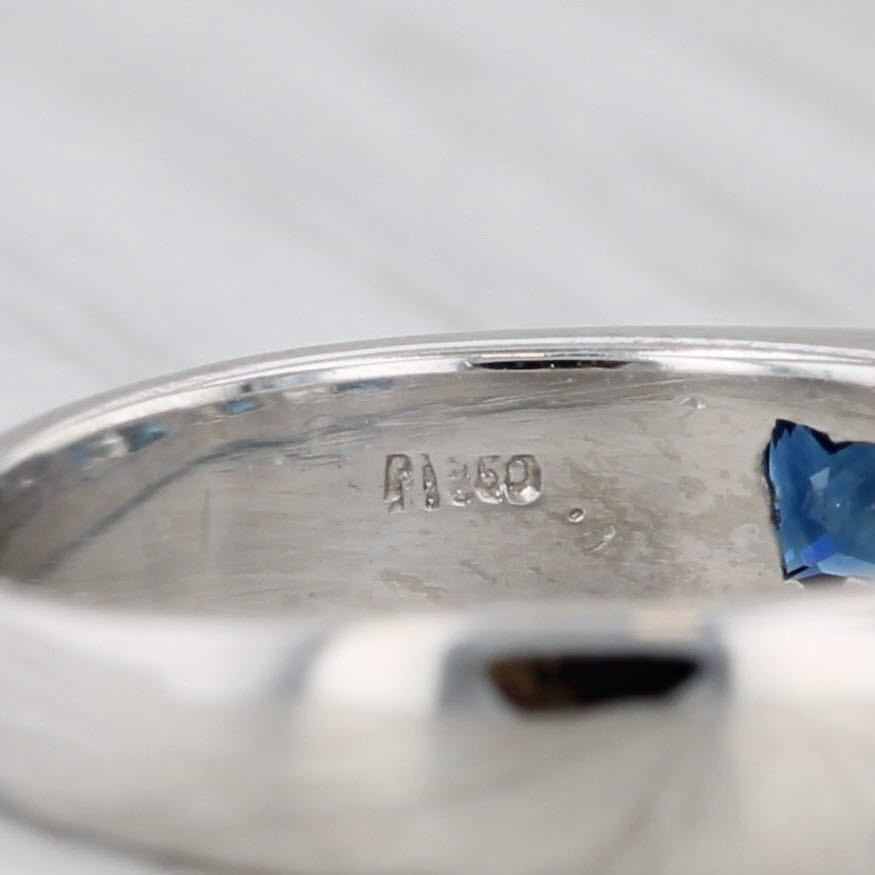 1ctw Blue Sapphire Diamond Ring 950 Platinum Wedding Band Size 4.5-4.75