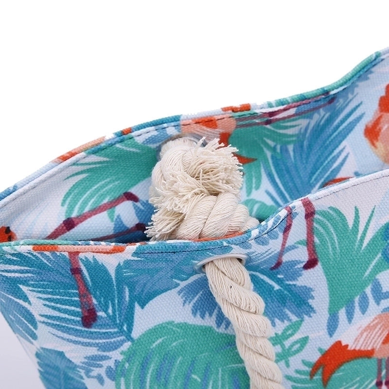 Women's Large Cotton Polyester Stripe Vacation Square Zipper Canvas Bag