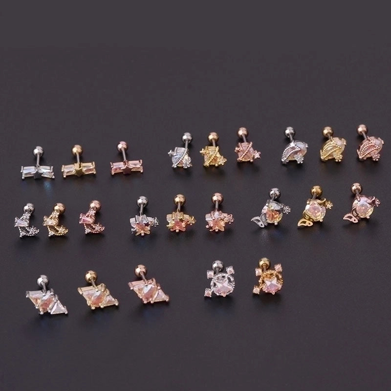 Ear Cartilage Rings & Studs Geometric 316L Stainless Steel  Copper Plating