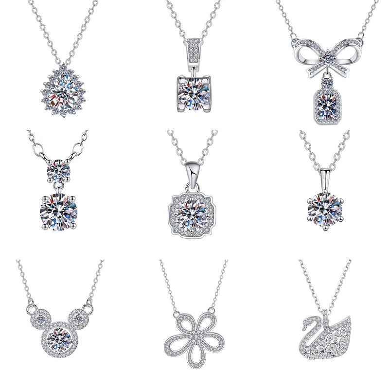 Minimalist Shiny Round Water Droplets Bow Knot Copper Plating Inlay Zircon Silver Plated Pendant Necklace Necklace Pendant