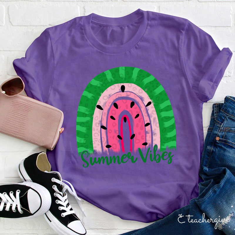 Watermelon Summer Vibes Teacher T-Shirt