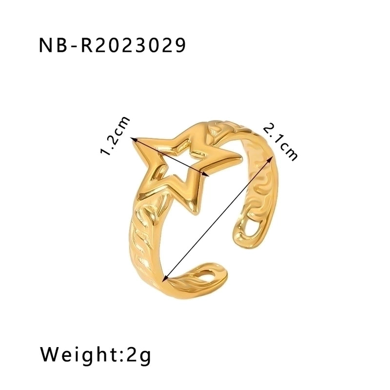 Stainless Steel 18K Gold Plated IG Style Basic Minimalist Plating Four Leaf Clover Heart Shape Flower Open Rings