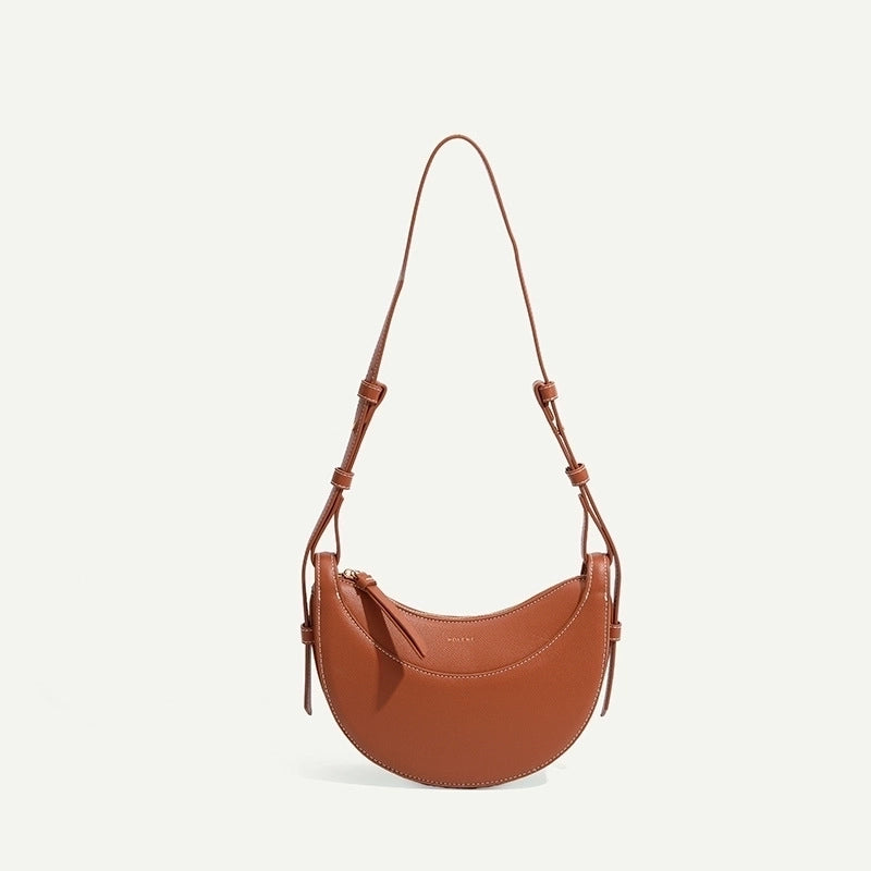 Women's Leather Solid Color Basic Classic Style Dumpling Shape Zipper Cloud Shape Bag Shoulder Bag Underarm Bag