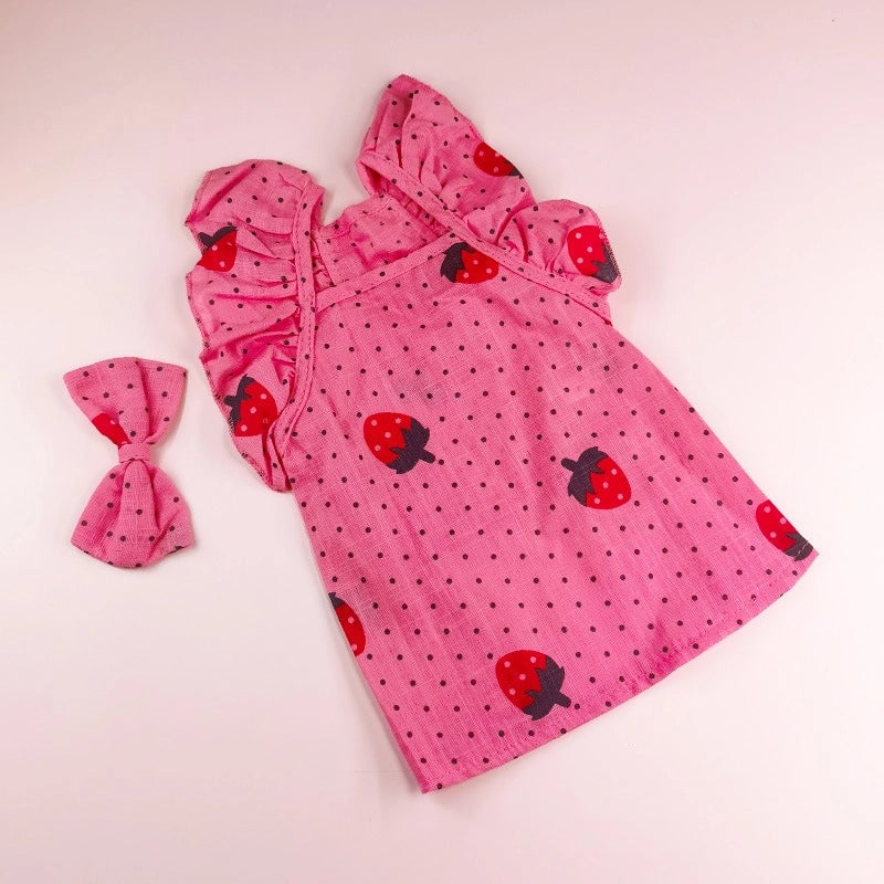 Sweet Cotton Flower Strawberry Pet Clothing