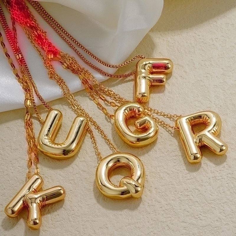 304 Stainless Steel Copper Gold Plated IG Style Minimalist Polishing Plating Letter Charms