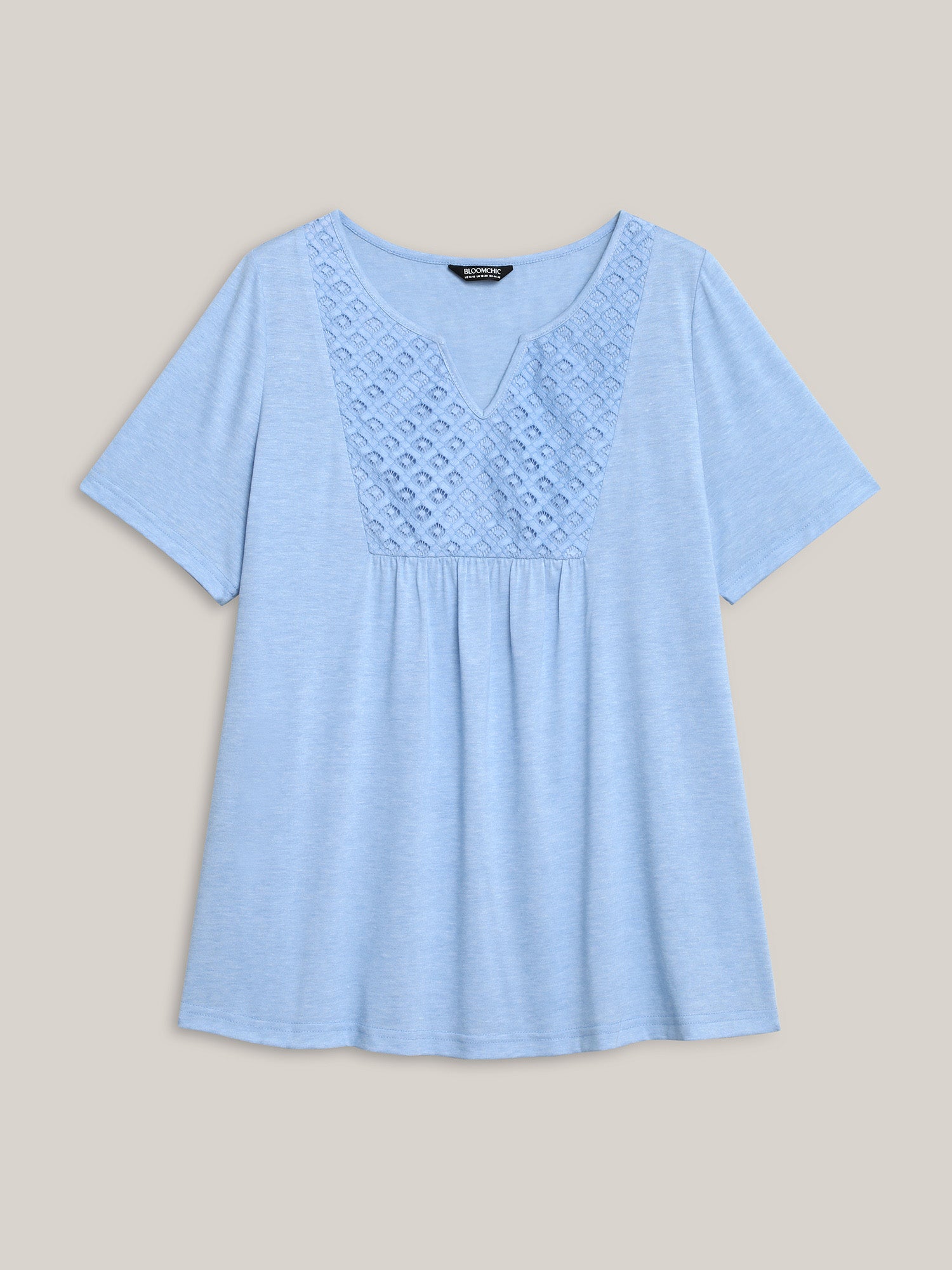Lace Stretchy Heathered Solid Knit Top