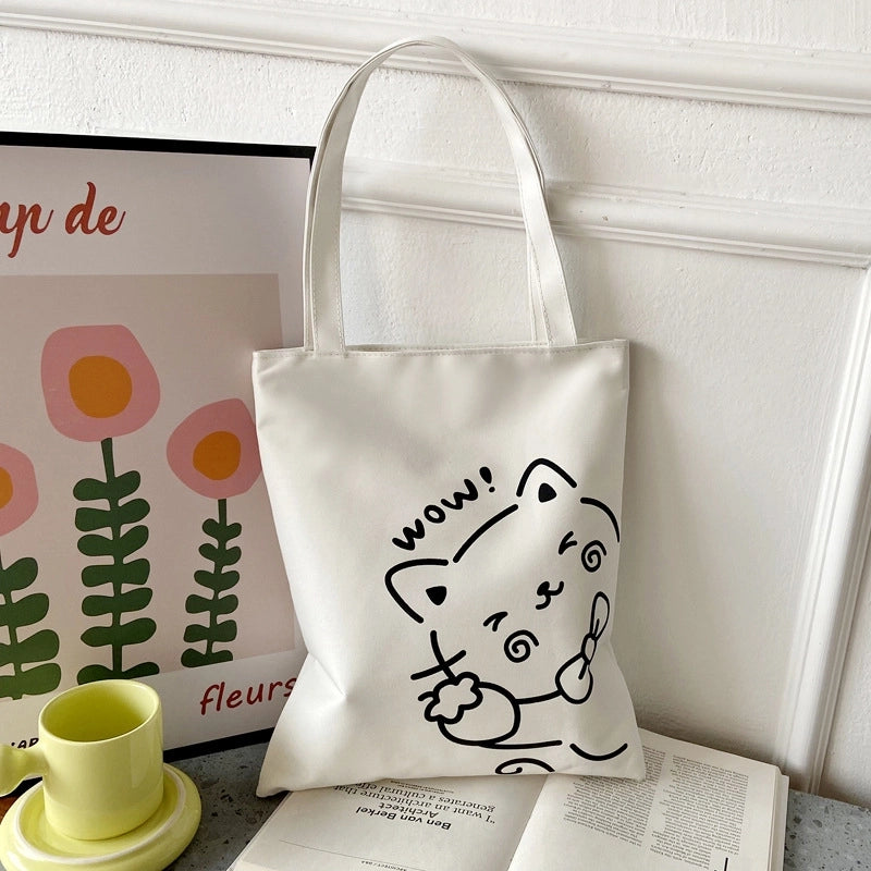 Women's Preppy Style Letter Oxford Cloth Shopping Bags