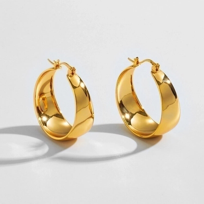 1 Pair Minimalist Geometric Stainless Steel Metal Hoop Earrings