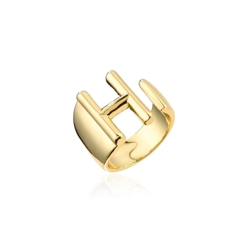 New 18k Copper Gold-plated Alphabet Open Ring