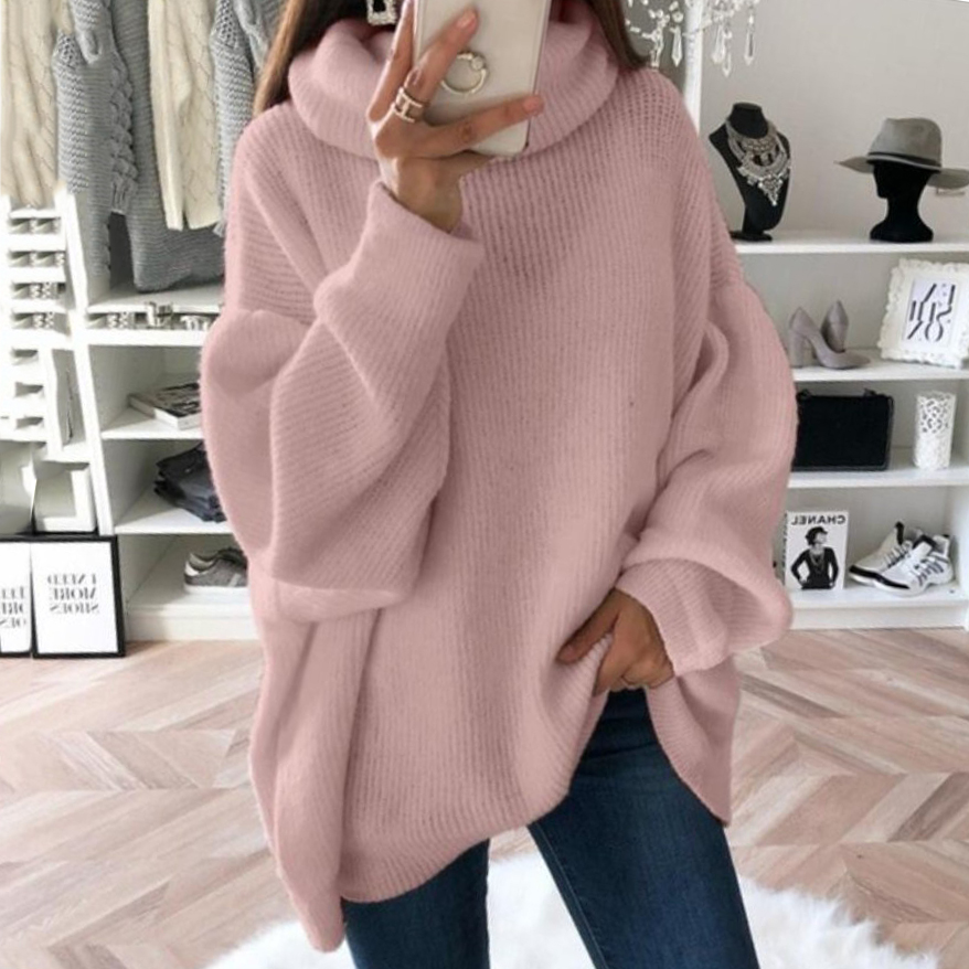 Casual Simple Solid Color Turtleneck Knitted Sweater