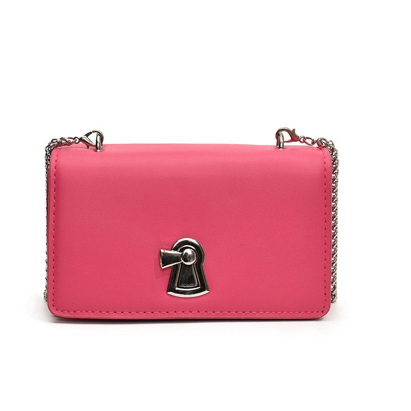 Women's Pu Leather Solid Color Vintage Style Classic Style Square Lock Clasp Crossbody Bag