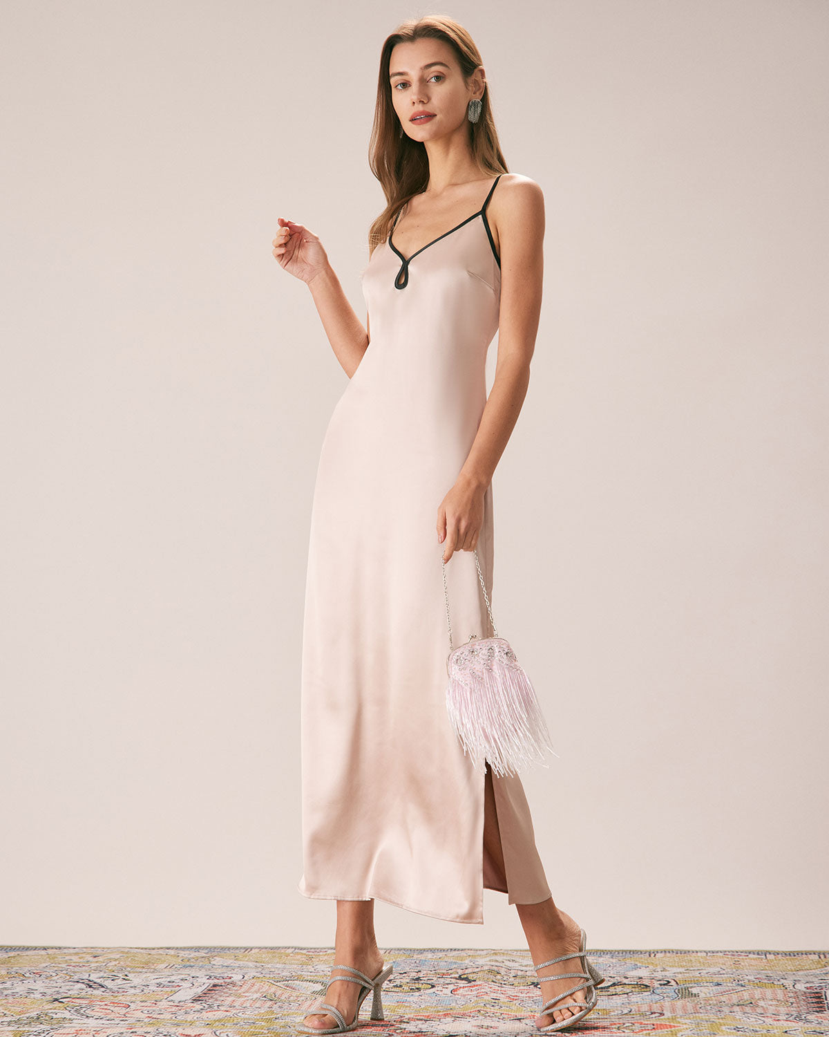 The Apricot Contrast Trim Satin Maxi Dress