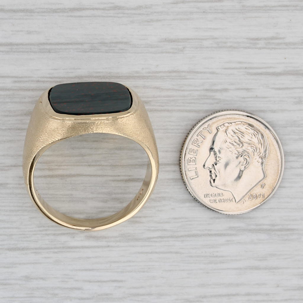 Blood Stone Chalcedony Ring 14k Yellow Gold Size 9.5