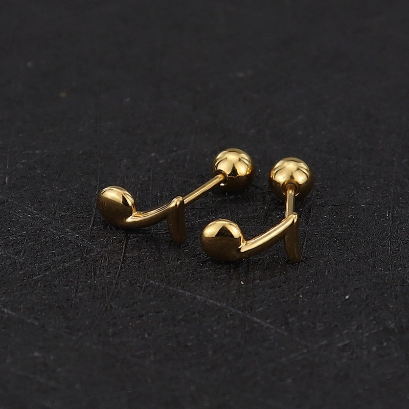 1 Piece Cute Minimalist Geometric Animal Crown Plating Titanium Steel Ear Studs