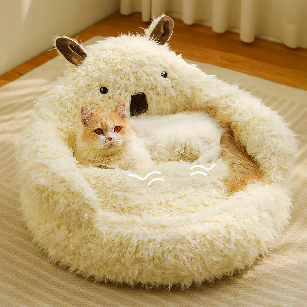 Alpaca Shaped Fluffy Plush Warm Removable Dog & Cat Bed