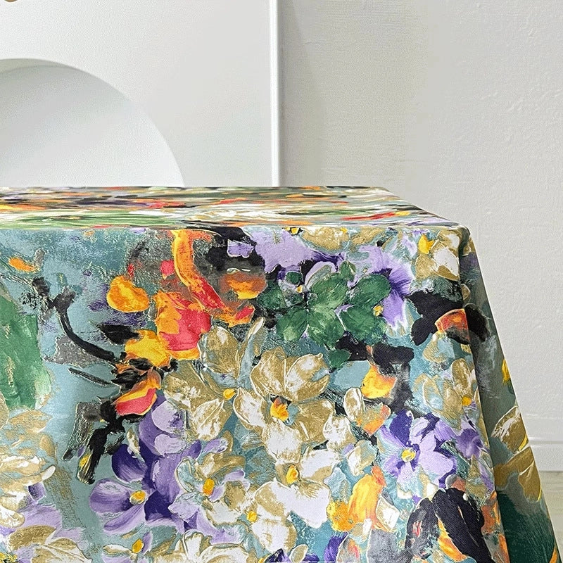 Retro Flower Polyester Tablecloths