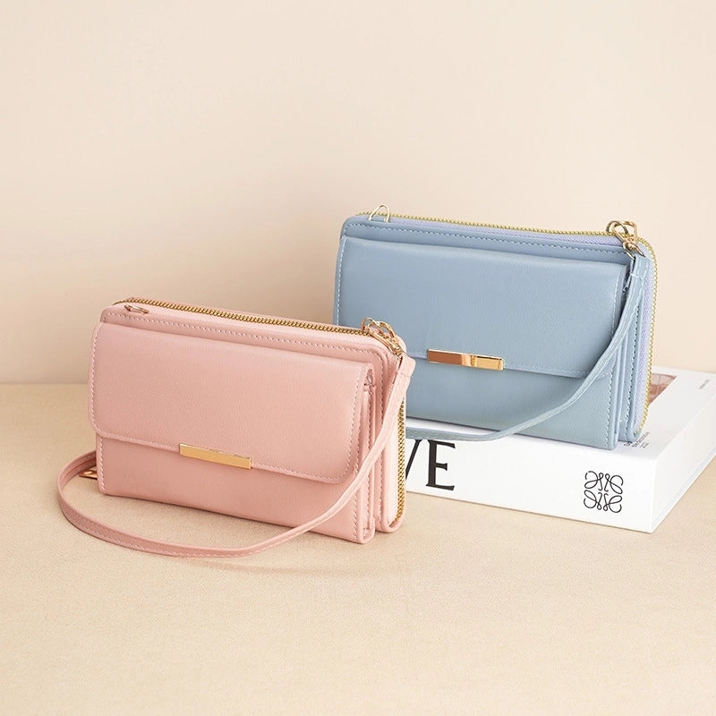 Women's Pu Leather Solid Color Elegant Basic Square Zipper Shoulder Bag Crossbody Bag Coin Purse
