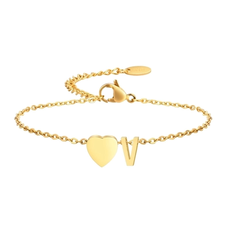 Minimalist Letter Heart Shape 304 Stainless Steel Bracelets In Bulk