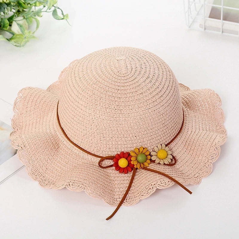 Girl's Cartoon Style Cute Flower Straw Hat