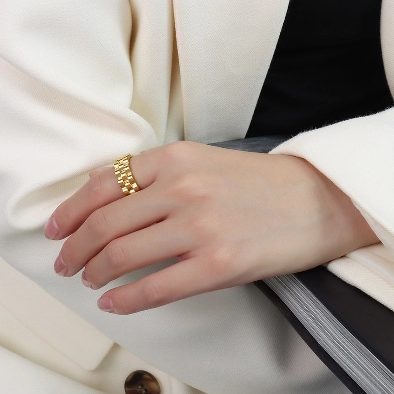 Fashion Geometric 304 Stainless Steel No Inlaid 18K Gold Plated Patchwork Plating