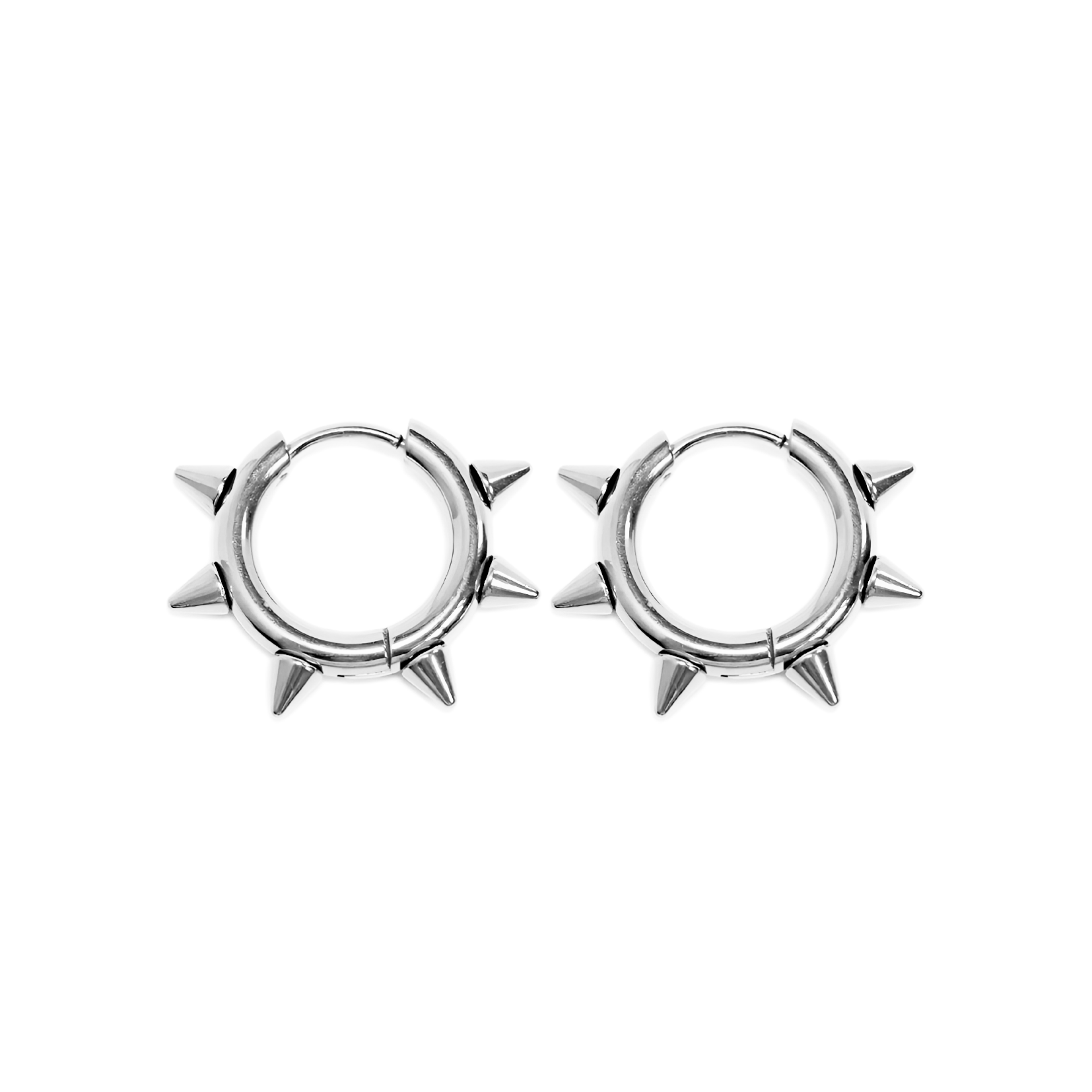 Slim spiked hoops - Silver