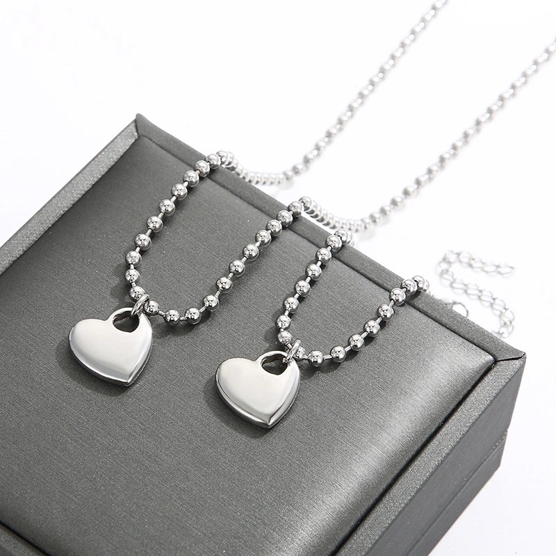 Sweet Heart Shape Stainless Steel 18K Gold Plated Beaded Bracelets Necklace