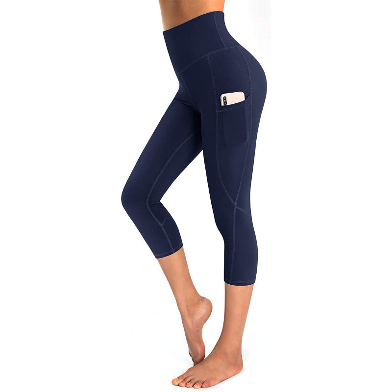 Women's High Waist Capri Yoga Pants Workout Leggings with Pockets For Tummy Control