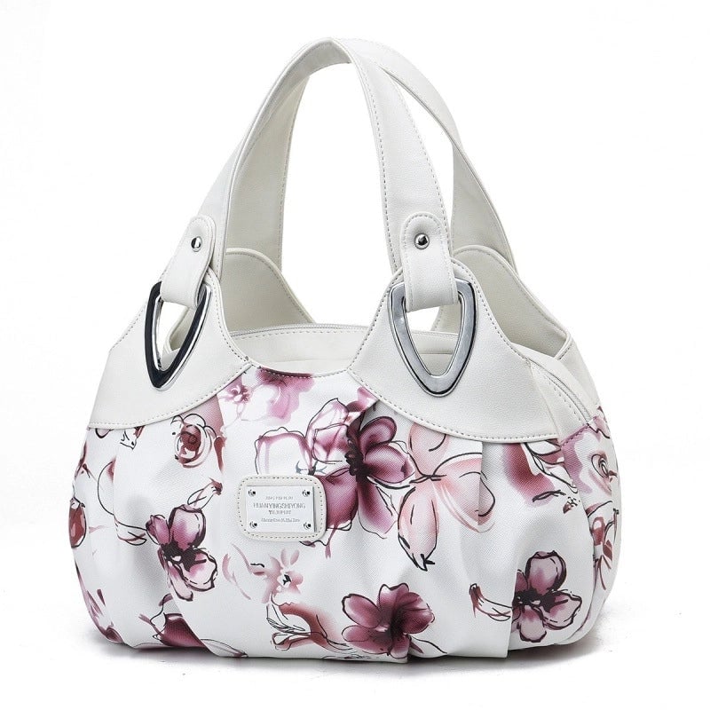 Women's Large Pu Leather Flower Elegant Sewing Thread Dumpling Shape Zipper Cloud Shape Bag