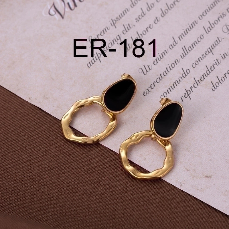 Minimalist Round Enamel Plating 304 Stainless Steel Earrings Ear Studs