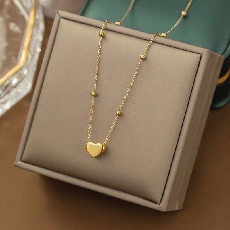 Casual Minimalist Heart Shape Titanium Steel Plating Inlay Pearl Shell Bracelets Earrings Necklace