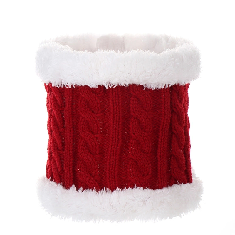 Autumn And Winter Children's Thickened Wool Hat Ear Double Hair Ball Warm Ear Protection Knitted Hat Set With Standard Solid Color Hat