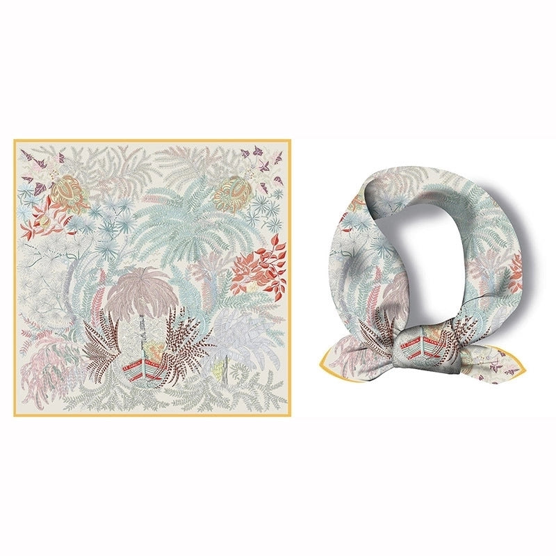 Women's Sweet Color Block Satin Printing Silk Scarf