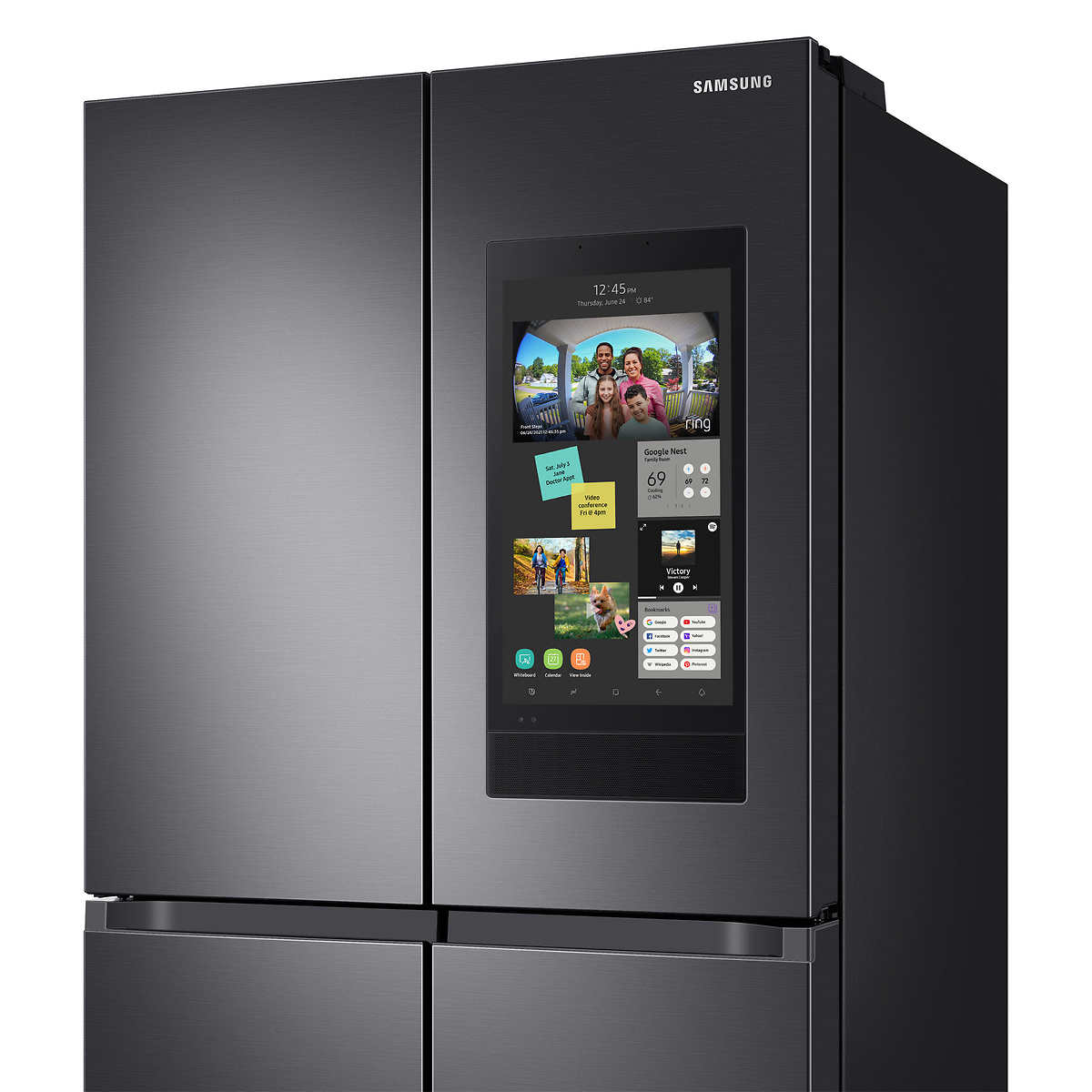 Samsung 29 pies cúbicos. Refrigerador flexible inteligente de 4 puertas con centro familiar y centro de bebidas(Reacondicionado)