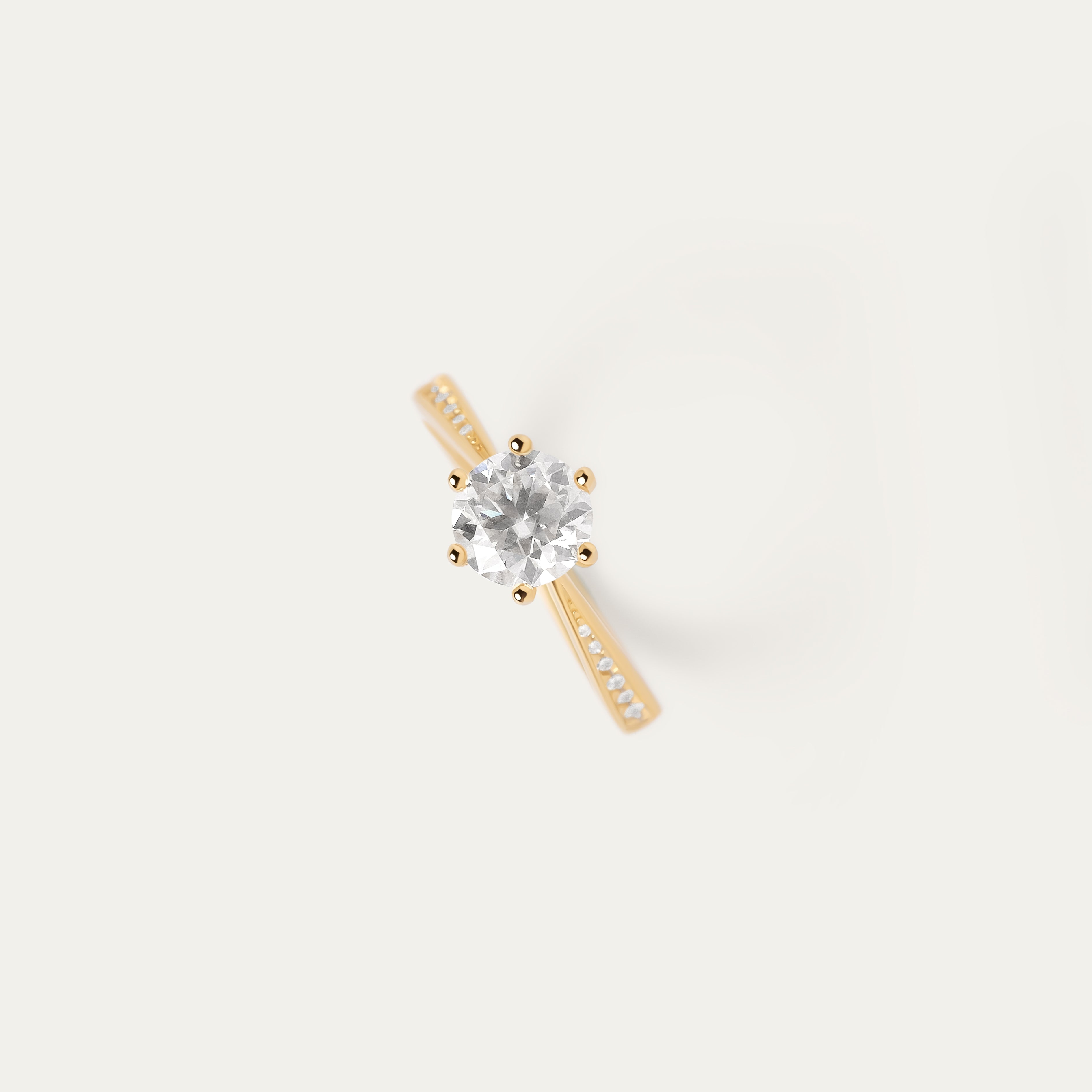 Shar 1.0ct Moissanite Ring (18K Gold Vermeil. Size 8)