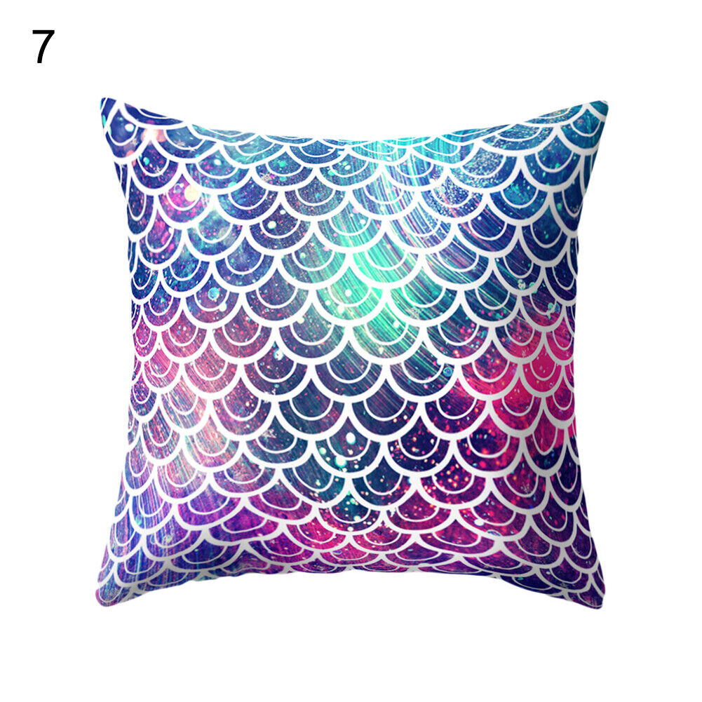 18'' MERMAID-FISH SCALE THROW PILLOW SOFA CUSHION COVER HOME DECOR