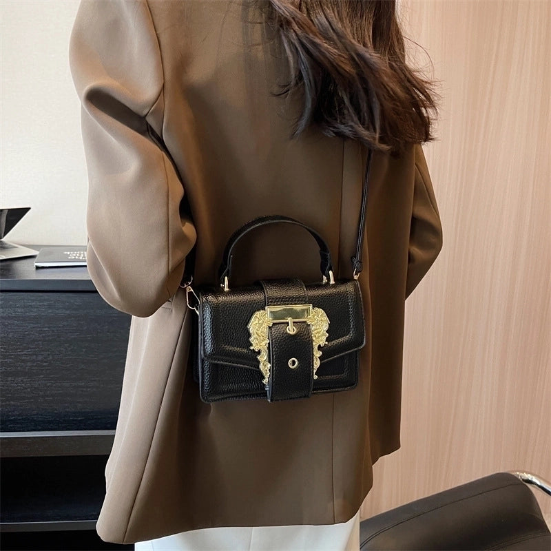 Women's Medium Pu Leather Solid Color Streetwear Square Magnetic Buckle Shoulder Bag Handbag Crossbody Bag