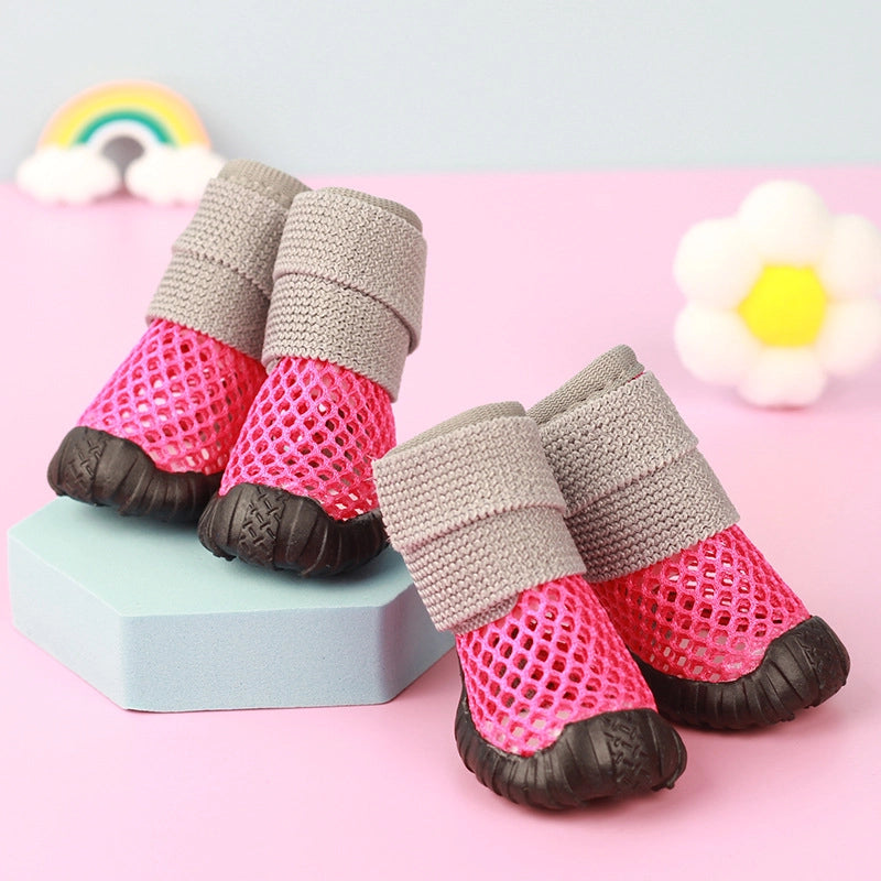 Pet Small Dog Teddy Bear Chenari Dog Shoes Mesh Hollow Breathable Elastic Soft Sticky