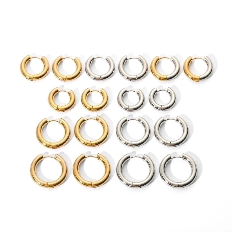 1 Pair Minimalist Round Plating 201 Stainless Steel 18K Gold Plated Hoop Earrings
