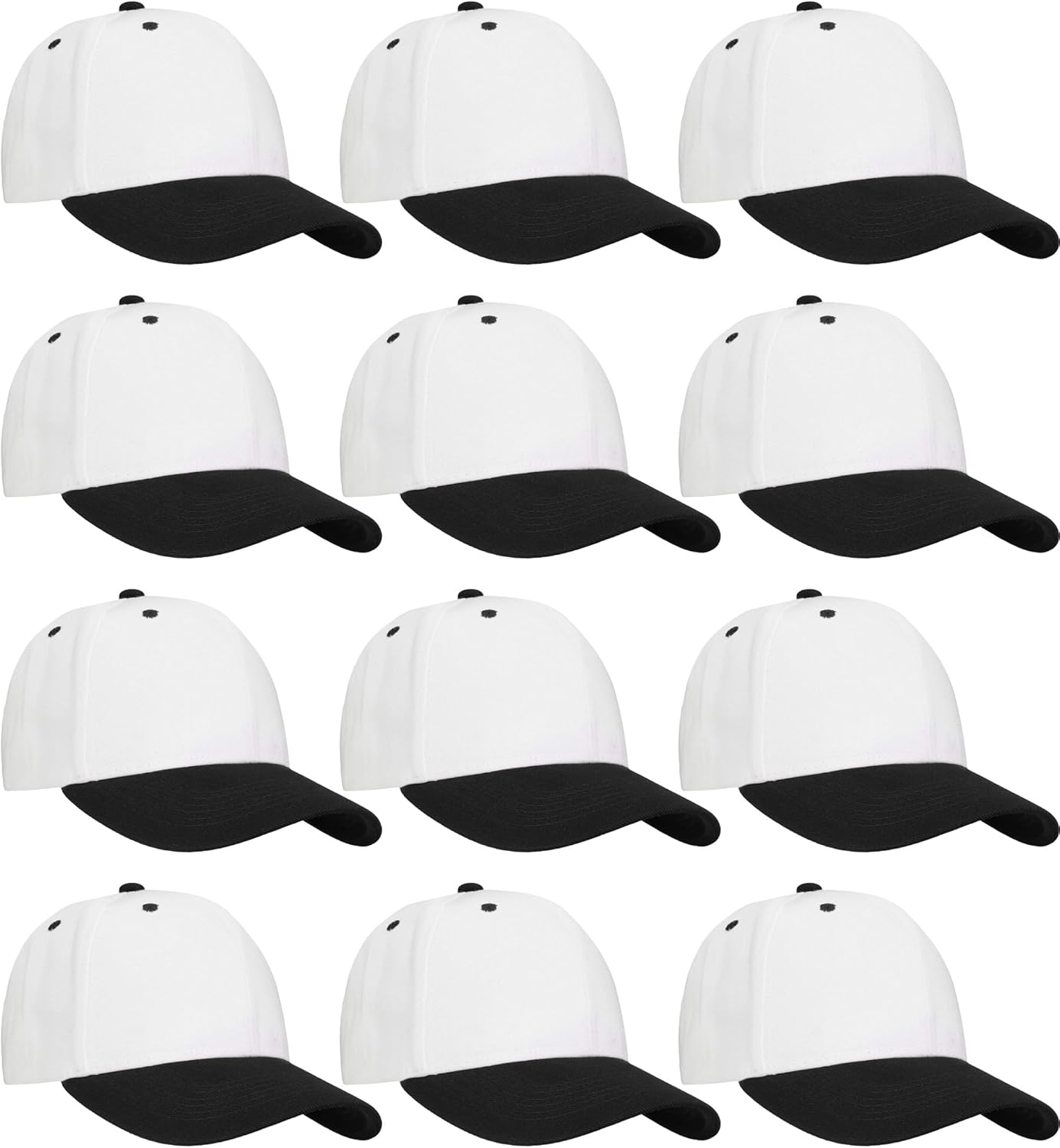 Falari Wholesale Bulk Lot 12-Pack Baseball Cap Adjustable Size Plain Blank Solid Color