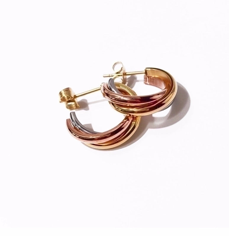 1 Pair Minimalist C Shape Plating 304 Stainless Steel Titanium Steel 18K Gold Plated Ear Studs