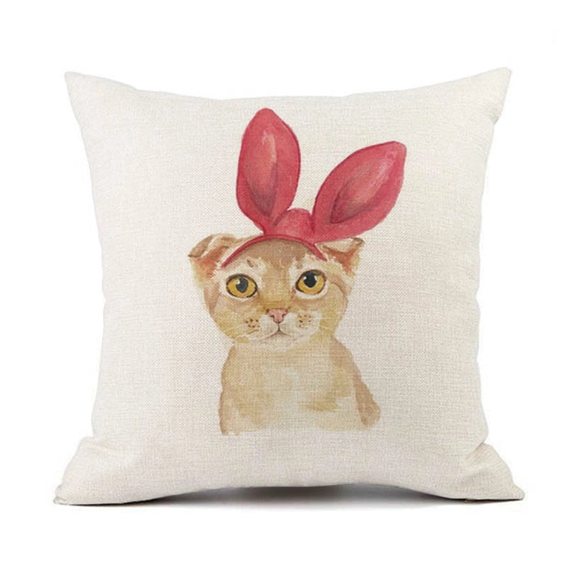 2 Pieces Cute Animal Cat Blended Pillow Cases