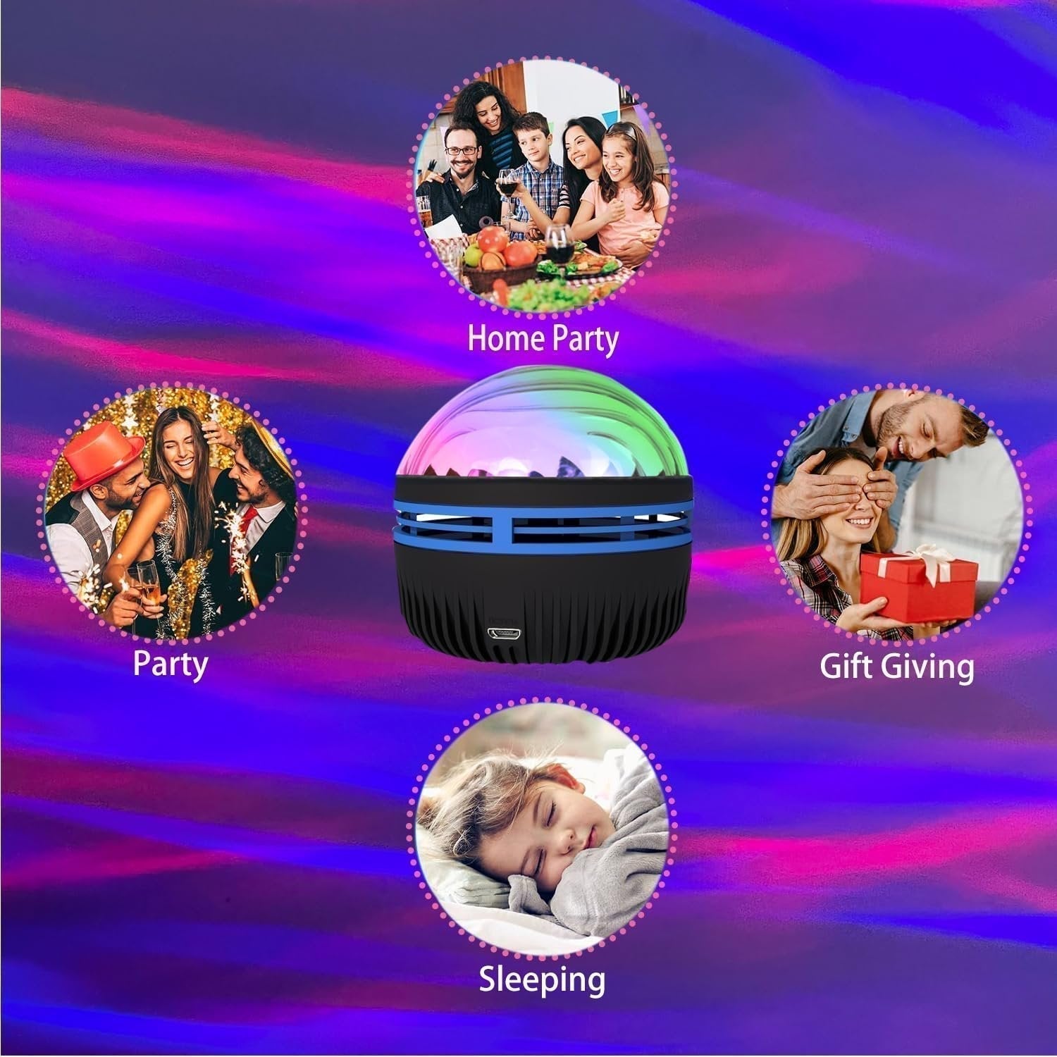Northern Lights and Ocean Wave Projector with 14 Light Effects for Bedroom. Game Rooms. Home Theater. Birthday. Party