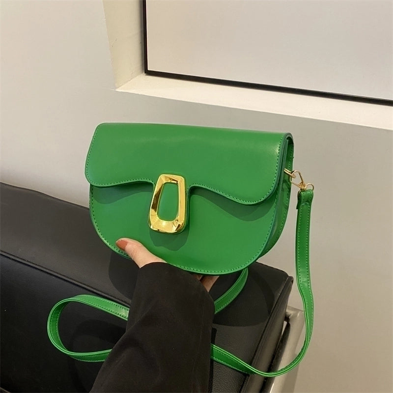 Women's Pu Leather Solid Color Elegant Flip Cover Shoulder Bag