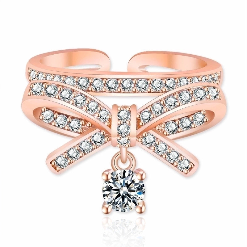 Minimalist Solid Color Copper Plating Inlay Artificial Diamond Rings 1 Piece