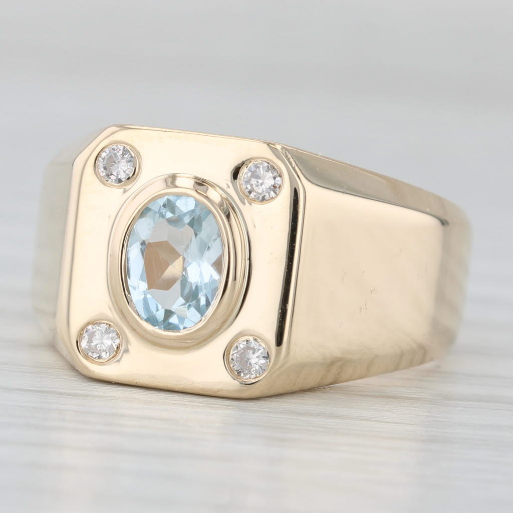 0.77ctw Aquamarine Diamond Ring 14k Yellow Gold Size 9.25