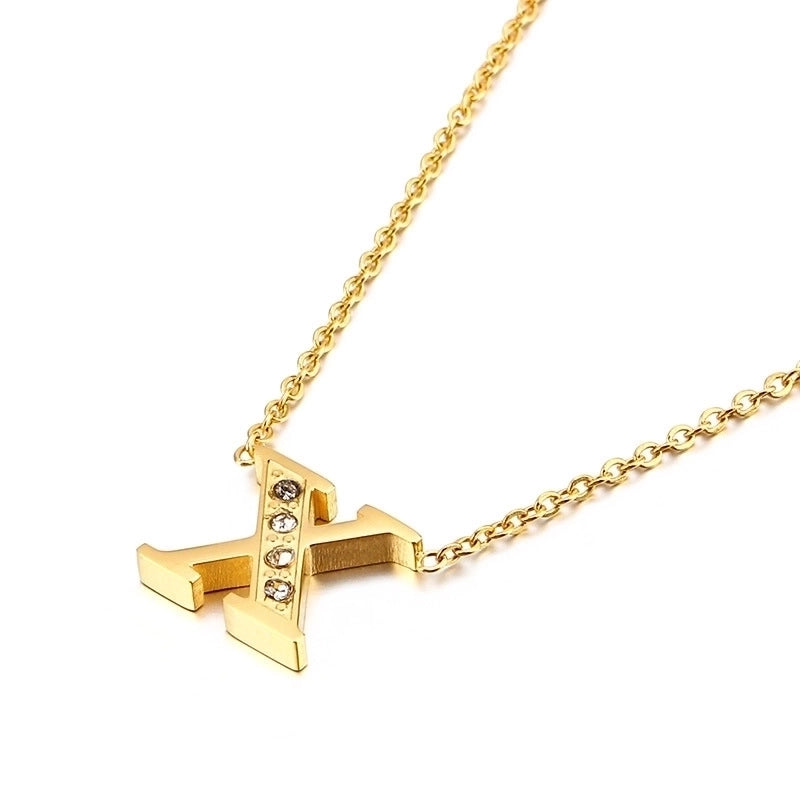 Letter Titanium Steel 18K Gold Plated Necklace