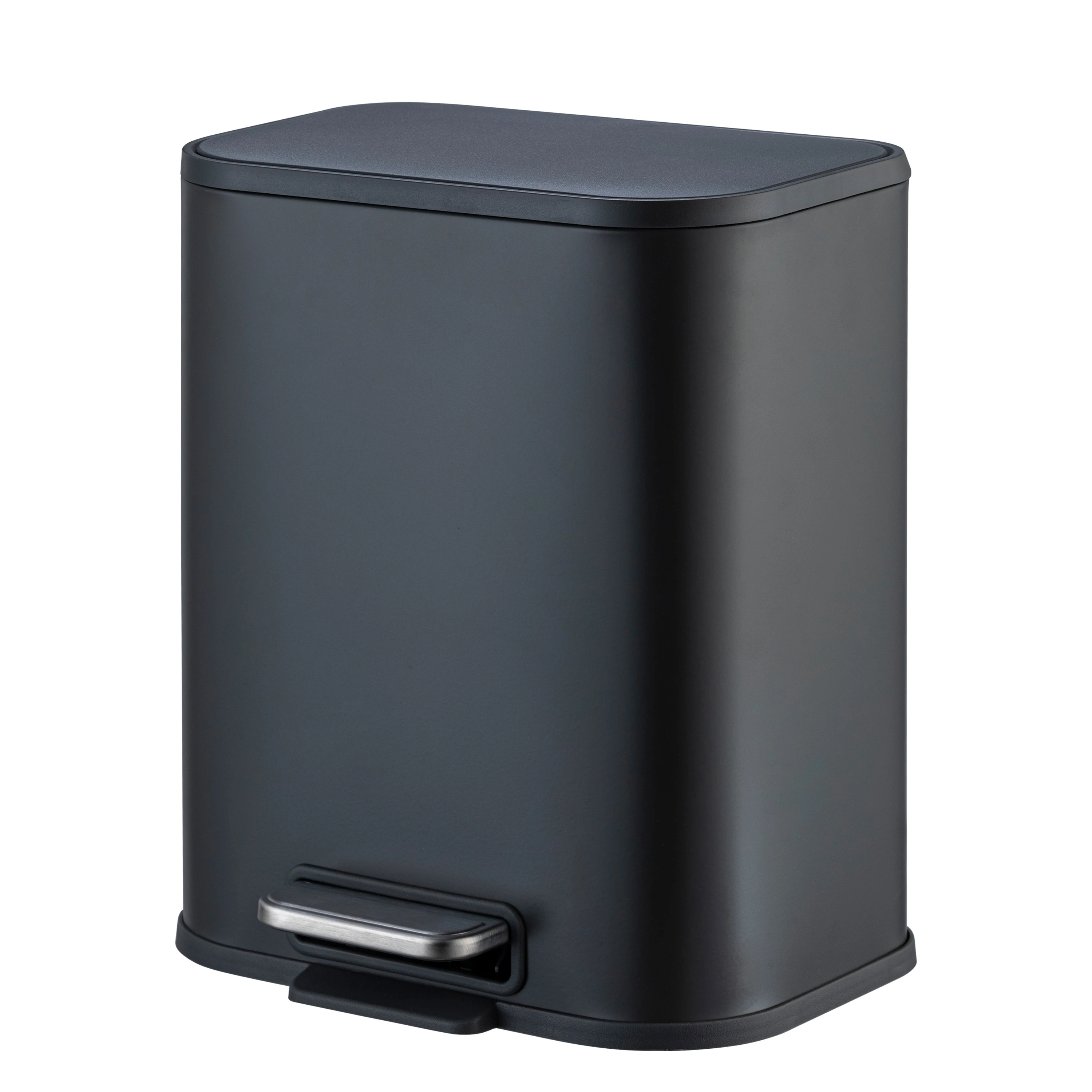 Urise Popular 5L Rectangle Black Kitchen Trash Can Eco-Friendly Steel Trash Can with Foot Pedal for Household Office