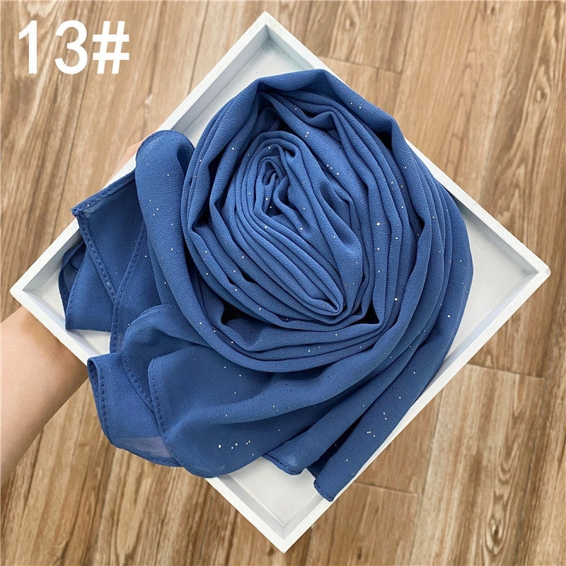 Solid Color Sprinkling Gold Pearl Chiffon Chiffon Fashion Sprinkling Gold Scarf Women's Toe Chiffon Glitter Scarf
