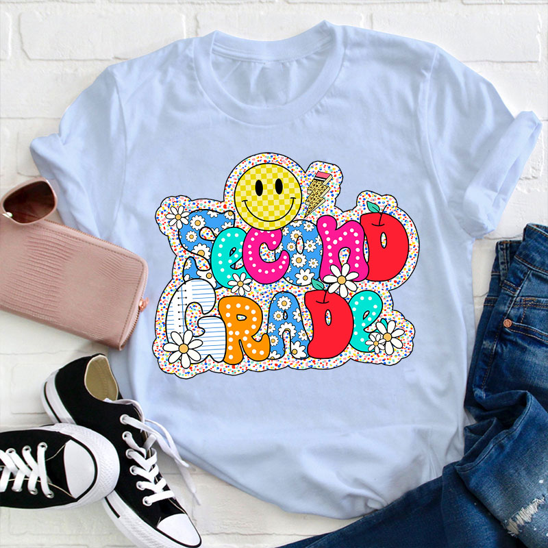 Personalized Colorful Polka Dot Cute Letters Teacher T-Shirt