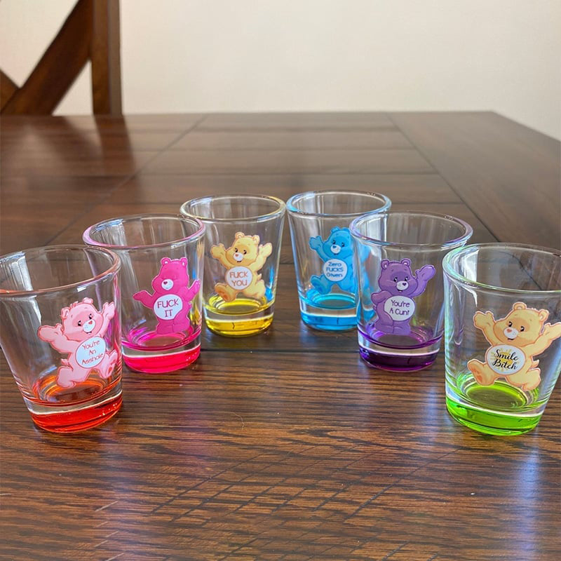 Swear Bears Shot Glasses. 6 Pieces